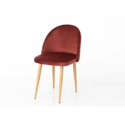 Chaise En Velours Bordeaux