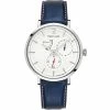 Montre Homme PIERRE LANNIER, Evidence Automatique Acier Argent Et Cuir Bleu