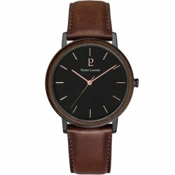 Montre Homme PIERRE LANNIER, Nature Acier Bois Et Cuir Brun