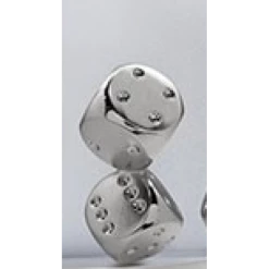 Statuette Dés Double En Céramique Argenté "Lucky Dice"